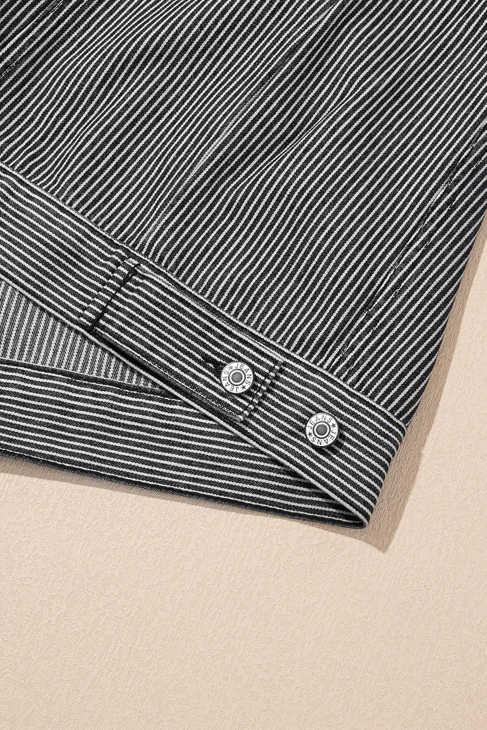 Blue Stripe Washed Oversize Pocketed Denim Jacket - eAura