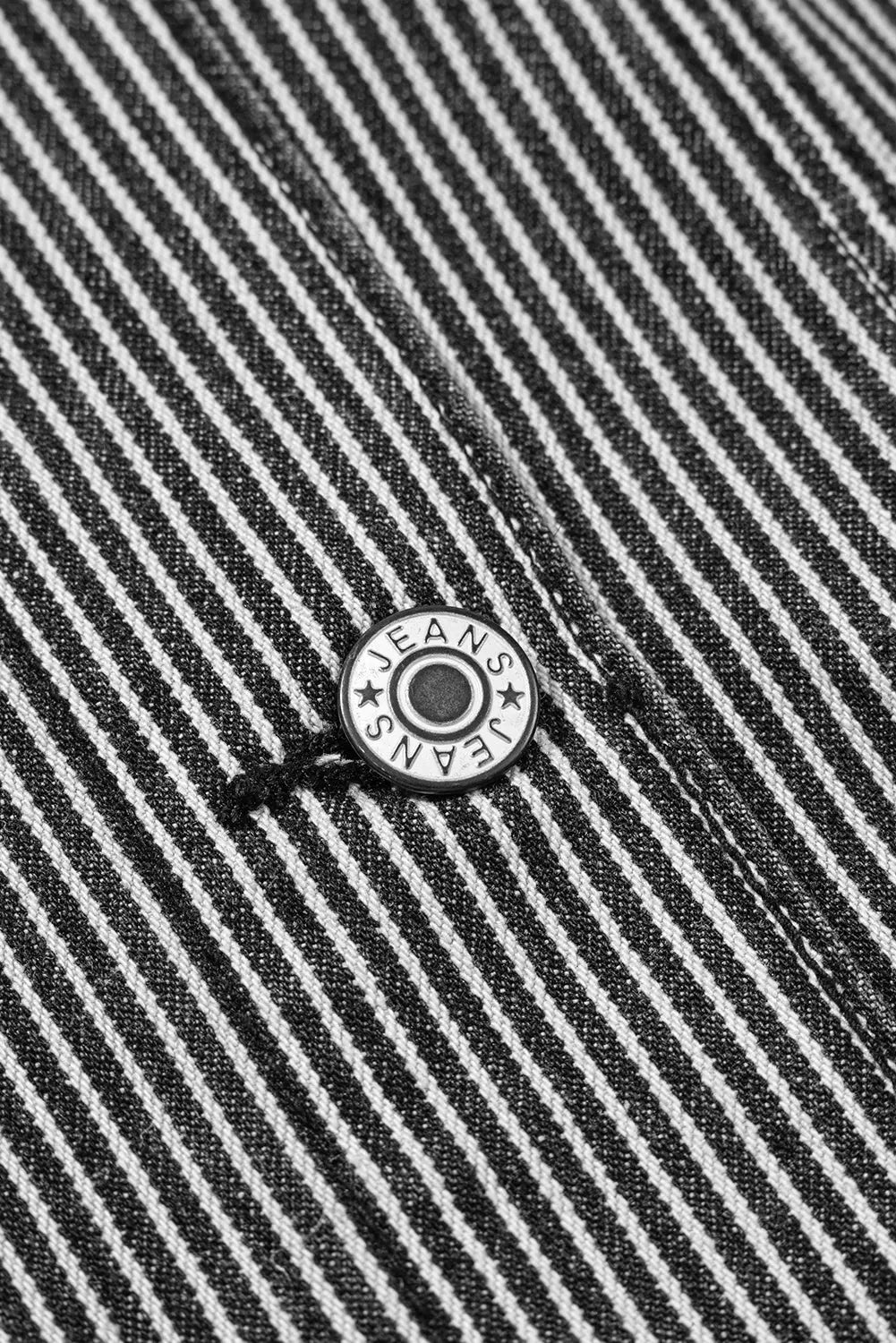 Blue Stripe Washed Oversize Pocketed Denim Jacket - eAura