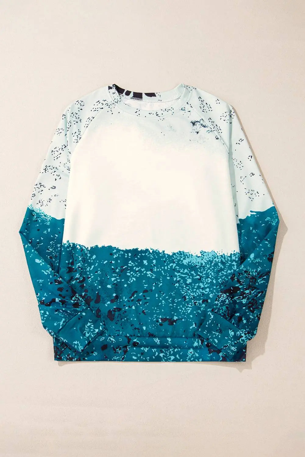 Blue Tie Dye Cow Colour Block Pullover Sweatshirt - BB Fashion Outlet