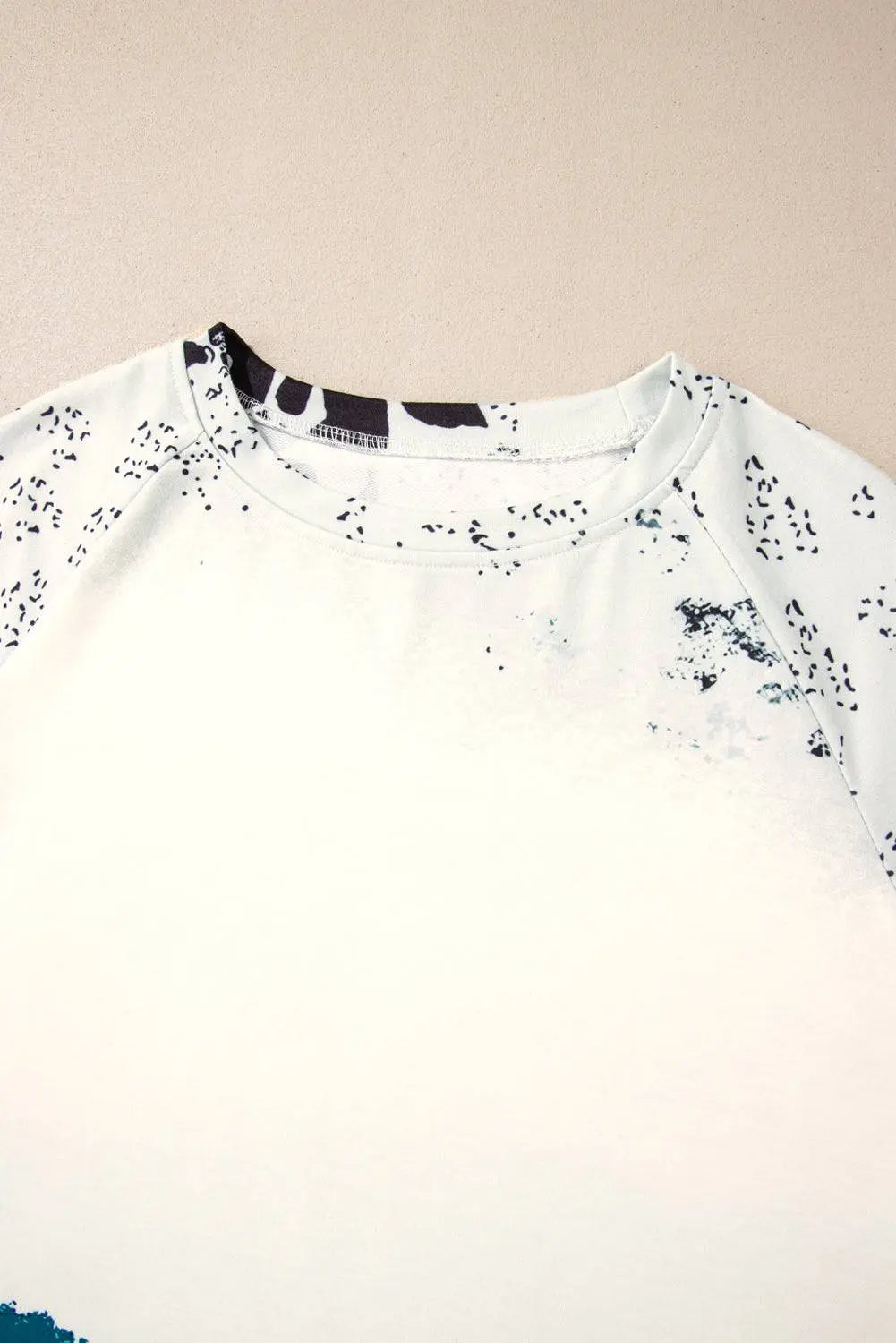 Blue Tie Dye Cow Colour Block Pullover Sweatshirt - BB Fashion Outlet