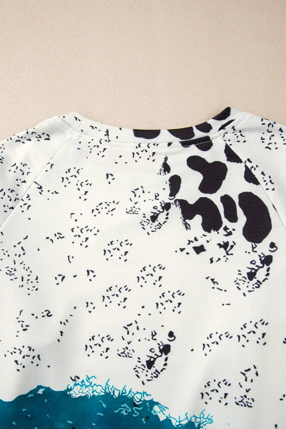 Blue Tie Dye Cow Colour Block Pullover Sweatshirt - BB Fashion Outlet