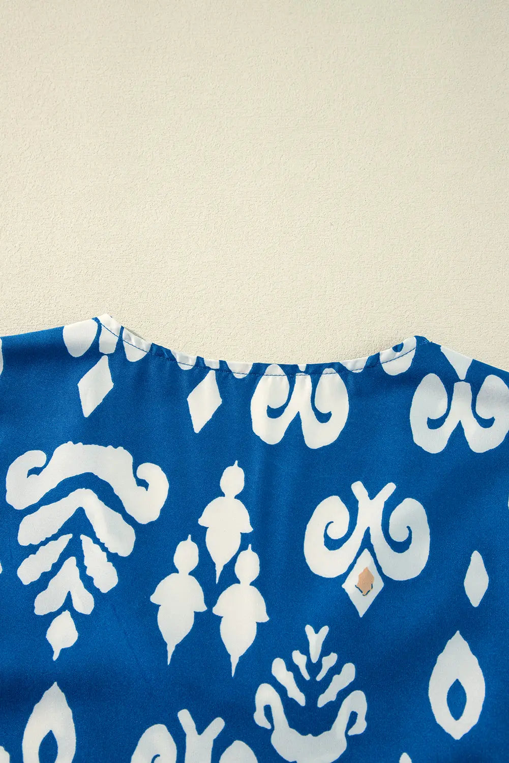 Blue Tribal Geometric Print 3/4 Sleeve Flowy Fit Blouse Beagle Boutique Fashion Outlet