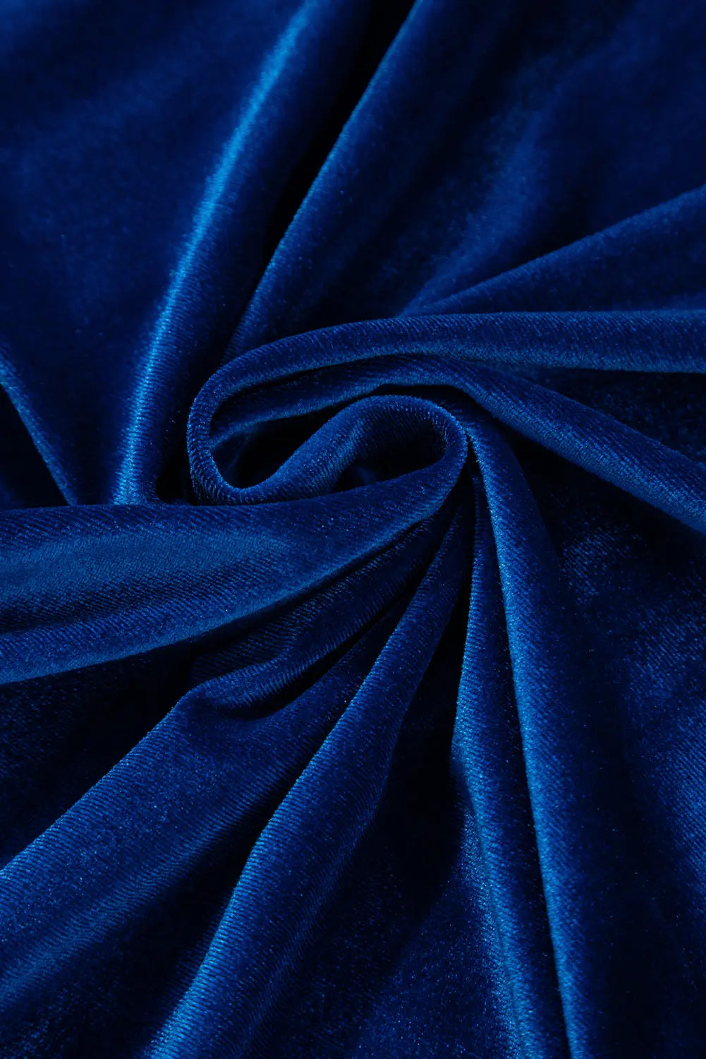 Blue Velvet Ruched Short Sleeve Mini Dress With Pockets - eAura