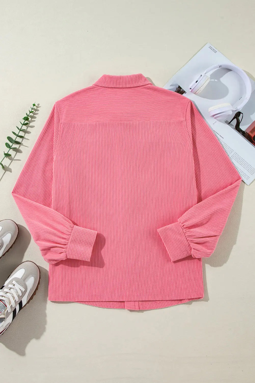 Bonbon Corduroy Flap Detail Button Up Split Shacket - eAura