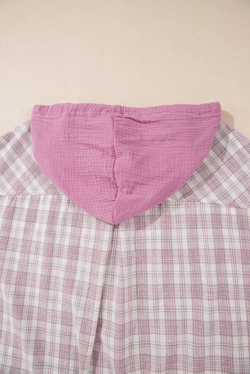 Bonbon Plaid Print Drawstring Hooded Button-up Plus Size Shirt Beagle Boutique Fashion Outlet