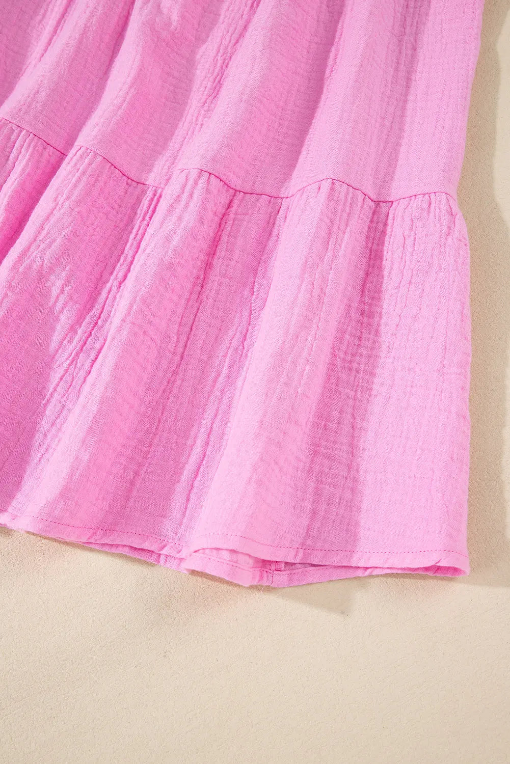 Bonbon Solid Collared V Neck Tiered Loose Fit Midi Dress Beagle Boutique Fashion Outlet
