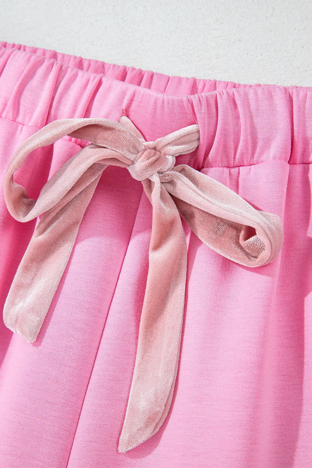 Bonbon Solid Colour Drawstring Long Sleeve Top and Trousers Set - eAura