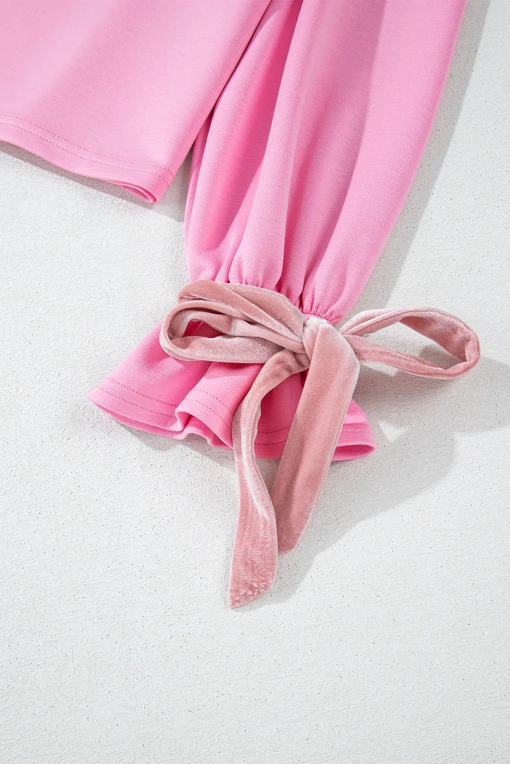 Bonbon Solid Colour Drawstring Long Sleeve Top and Trousers Set - eAura