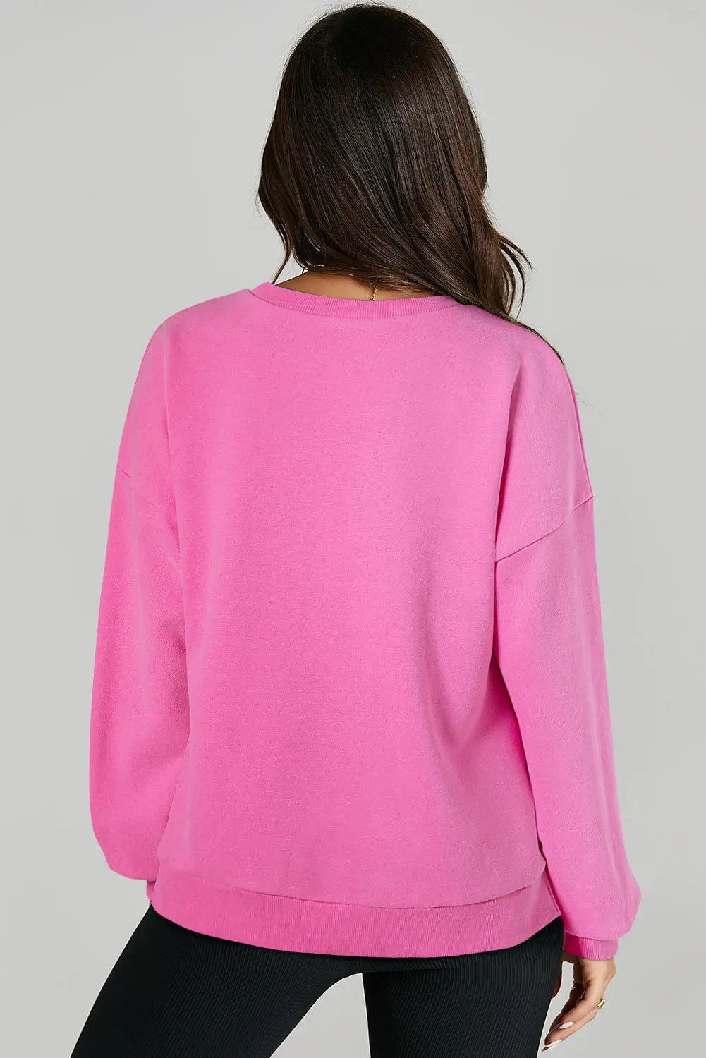 Bonbon Solid Fleece Lined Drop Shoulder High Low Sweatshirt - BB Fashion Outlet