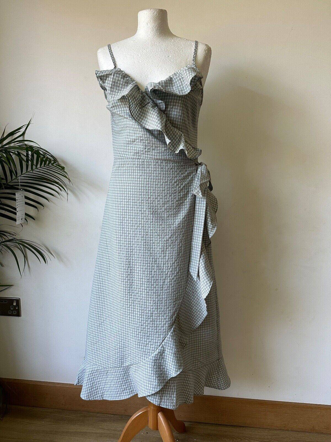 Brave Soul Checked Frill Detail Wrap Midaxi Dress XS, S, M - BB Fashion Outlet