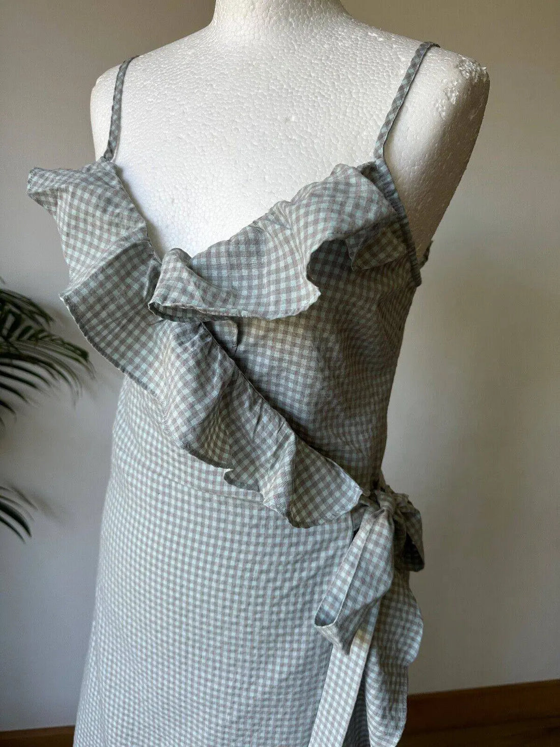 Brave Soul Checked Frill Detail Wrap Midaxi Dress XS, S, M - BB Fashion Outlet