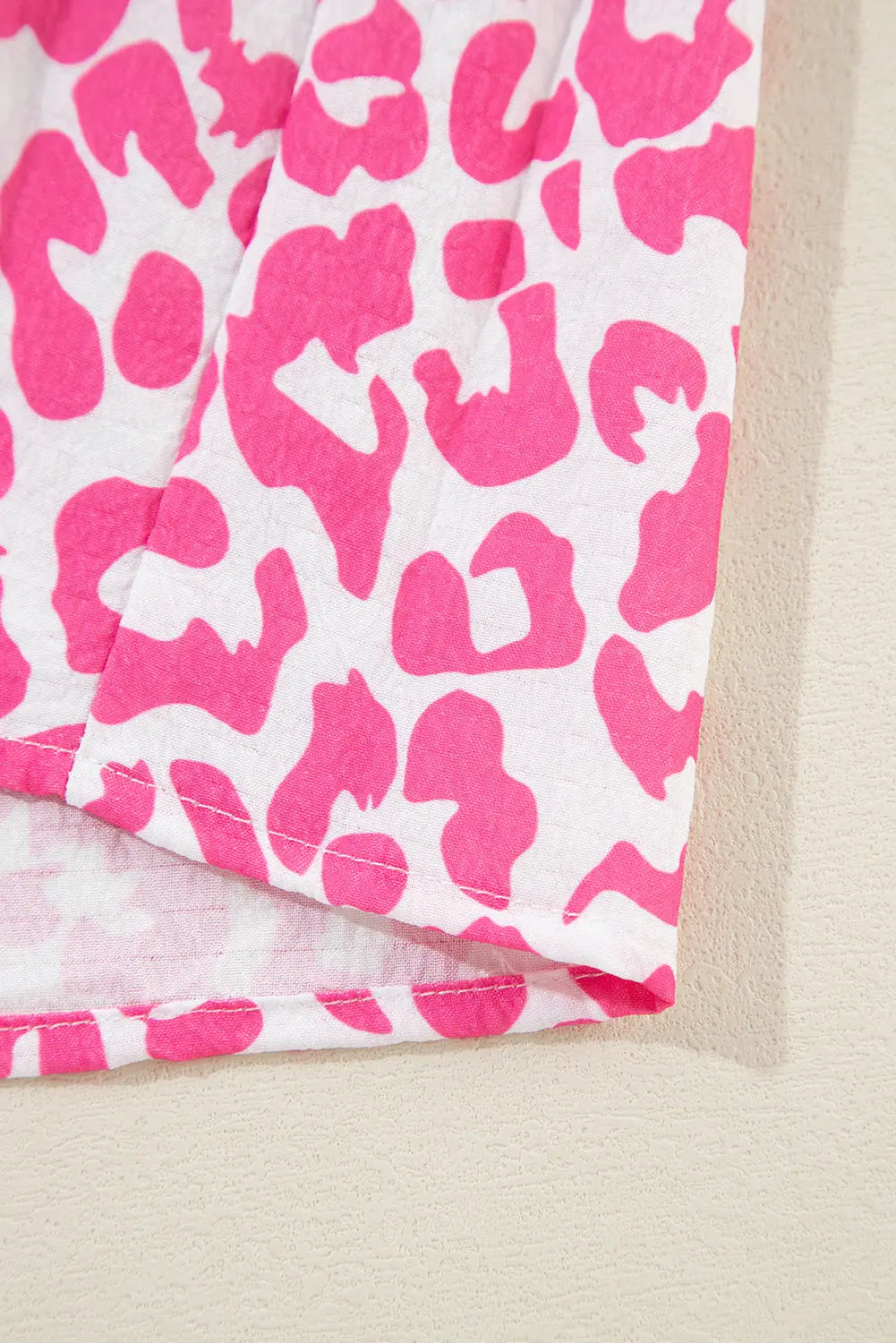 Bright Pink Leopard Printed Long Sleeve Buttoned Front Mini Dress - eAura