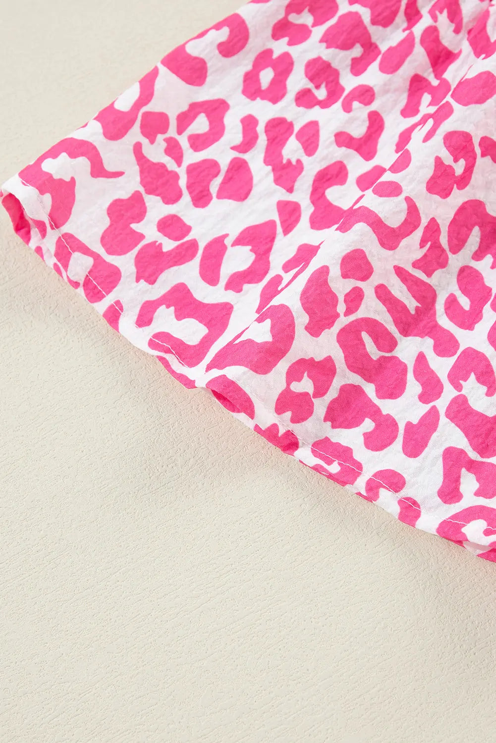 Bright Pink Leopard Printed Long Sleeve Buttoned Front Mini Dress - eAura