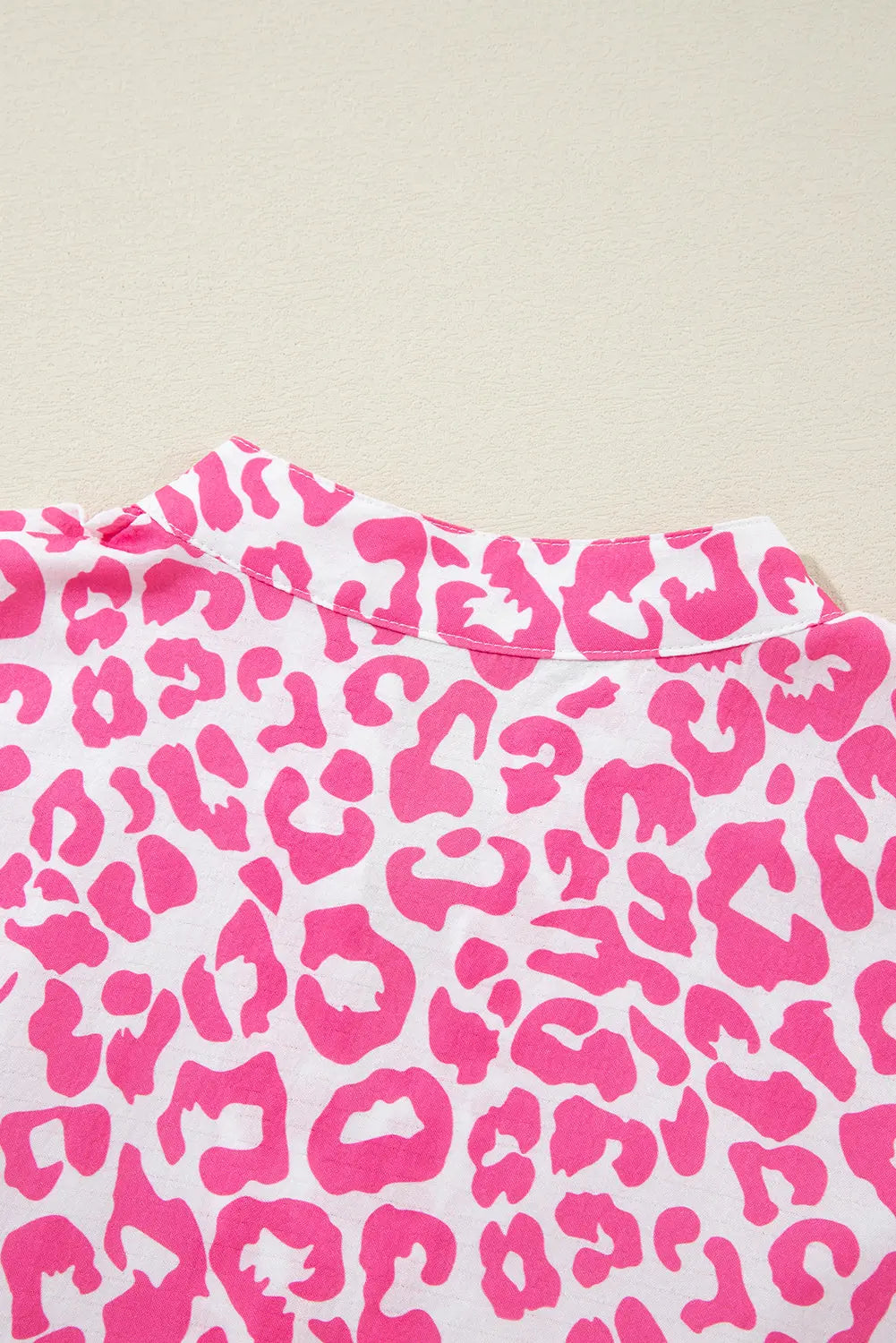 Bright Pink Leopard Printed Long Sleeve Buttoned Front Mini Dress - eAura