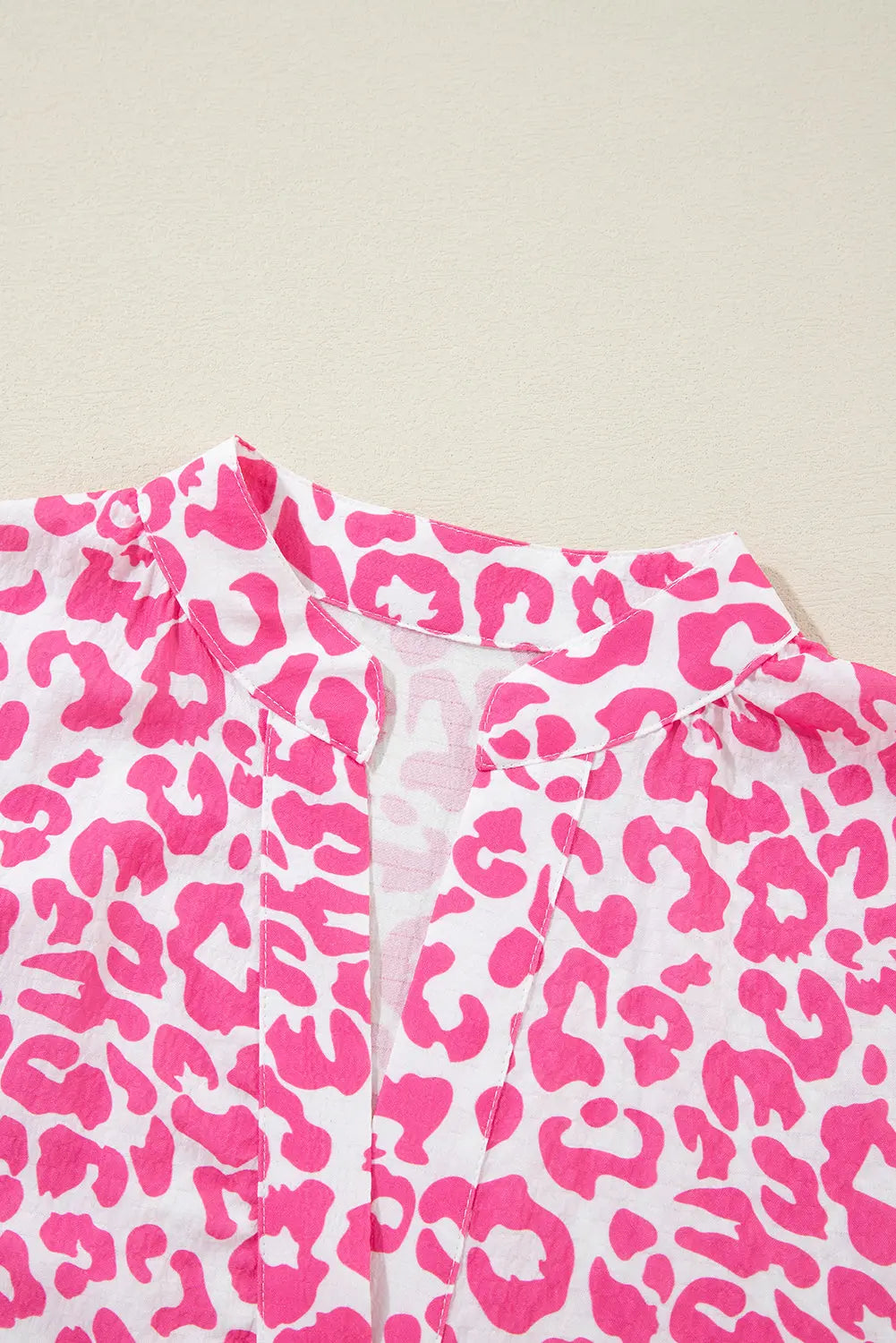 Bright Pink Leopard Printed Long Sleeve Buttoned Front Mini Dress - eAura