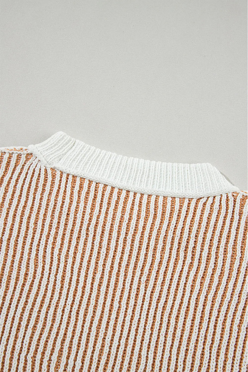 Bright Pink Striped Textured Knit Contrast Edge Loose Sweater eAura