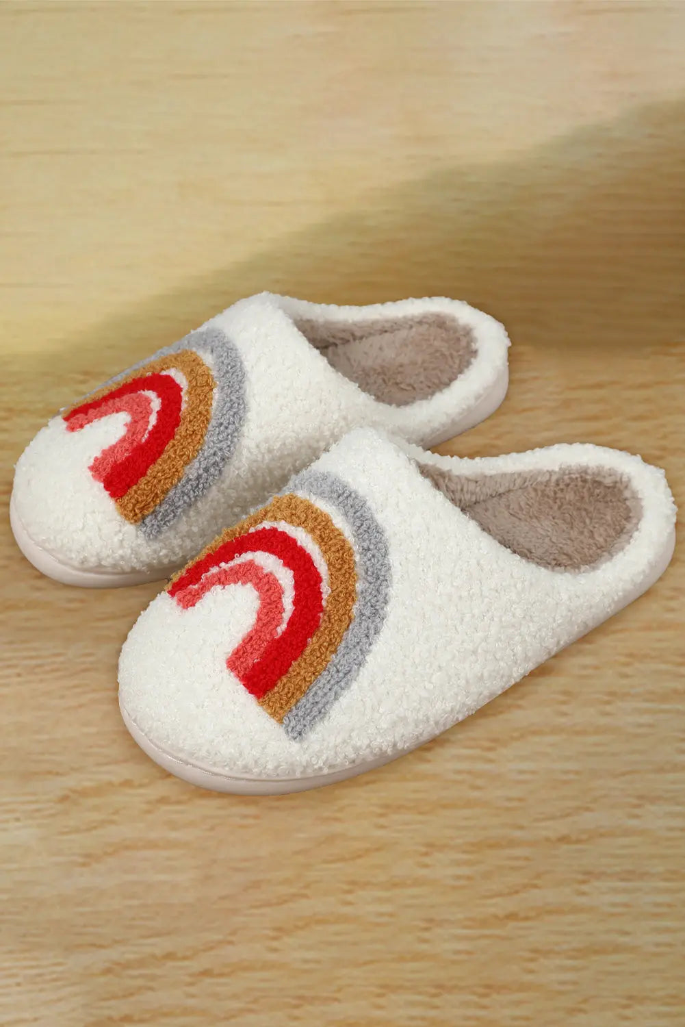 Bright White Rainbow Plush Winter Home Slippers Beagle Boutique Fashion Outlet