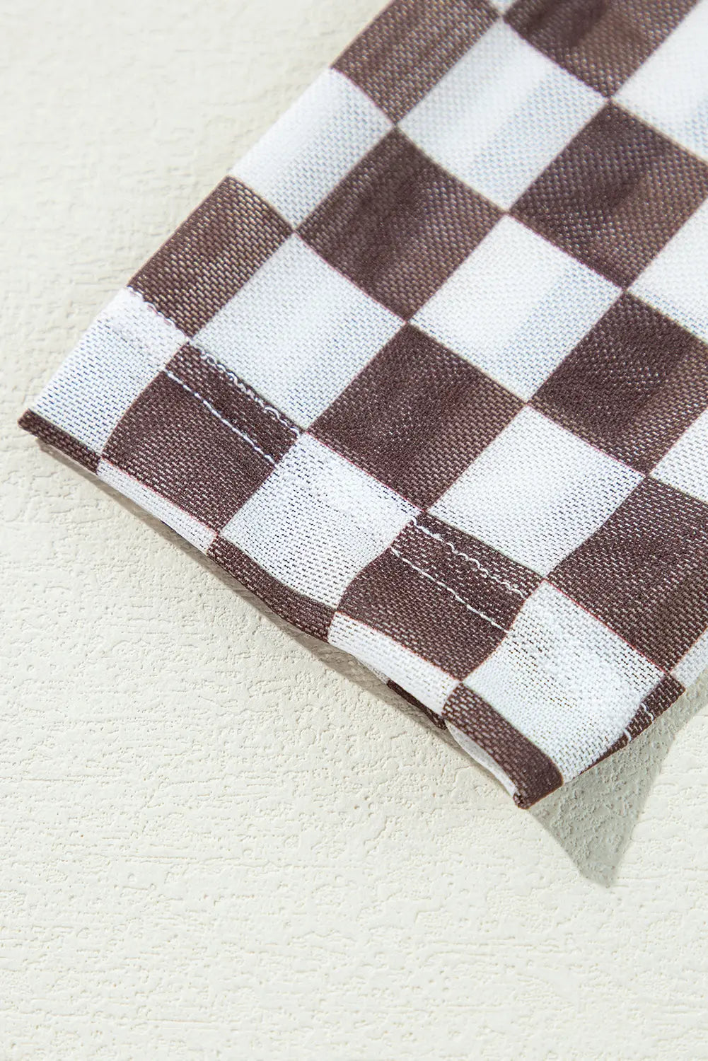 Brown Checkered Printed Long Sleeve High Neck Bodysuit - eAura