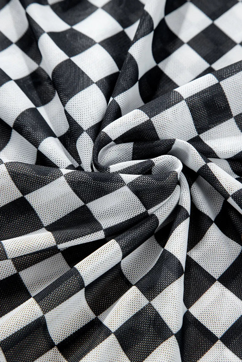 Brown Checkered Printed Long Sleeve High Neck Bodysuit - eAura