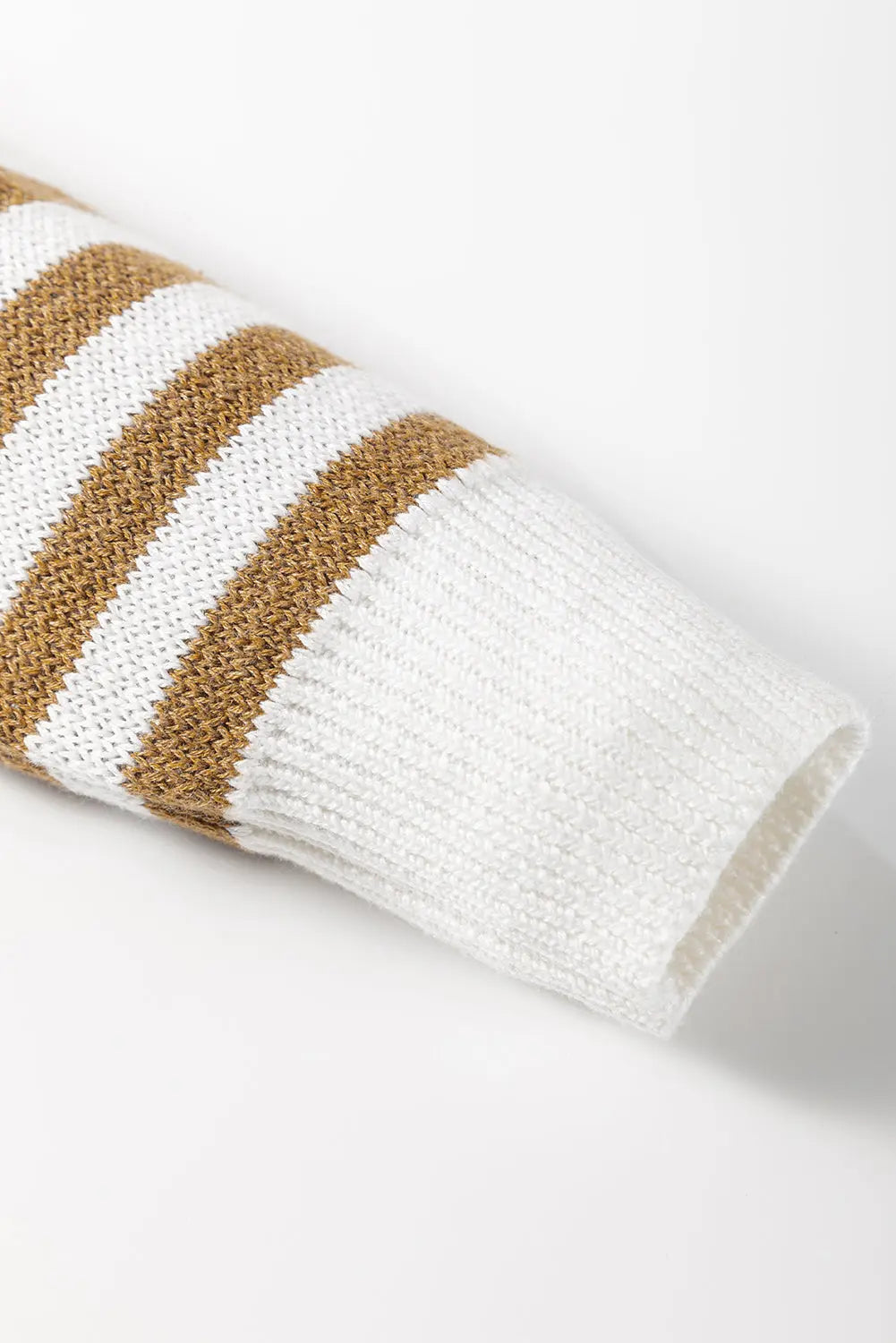 Brown Checkered Striped Patched Buttoned V Neck Cardigan - eAura