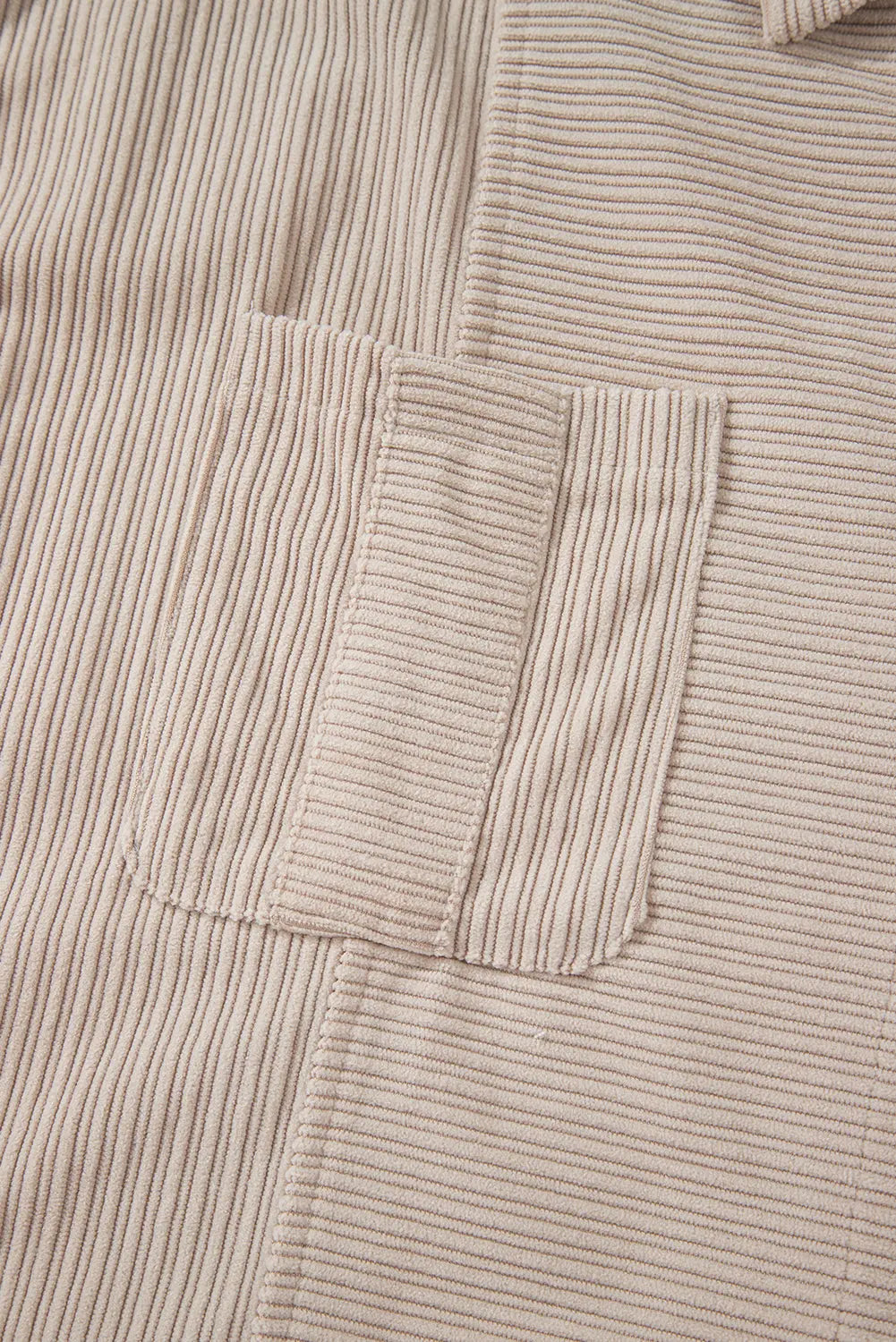 Brown Colour Block Chest Pockets Buttoned Corduroy Shacket - eAura