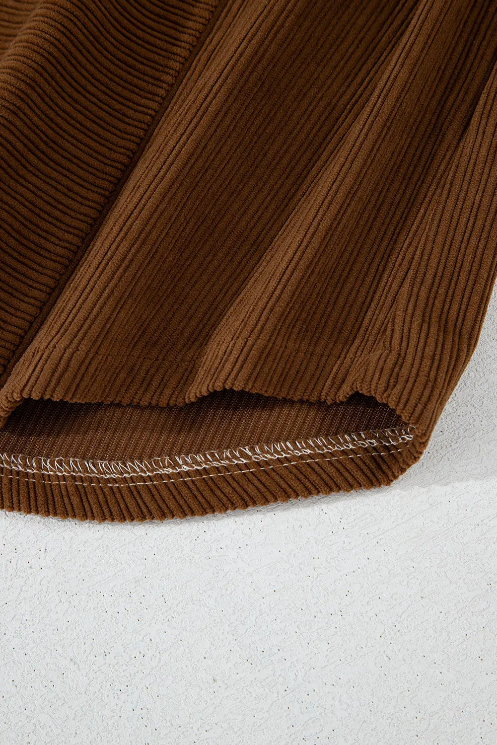 Brown Colour Block Chest Pockets Buttoned Corduroy Shacket - eAura