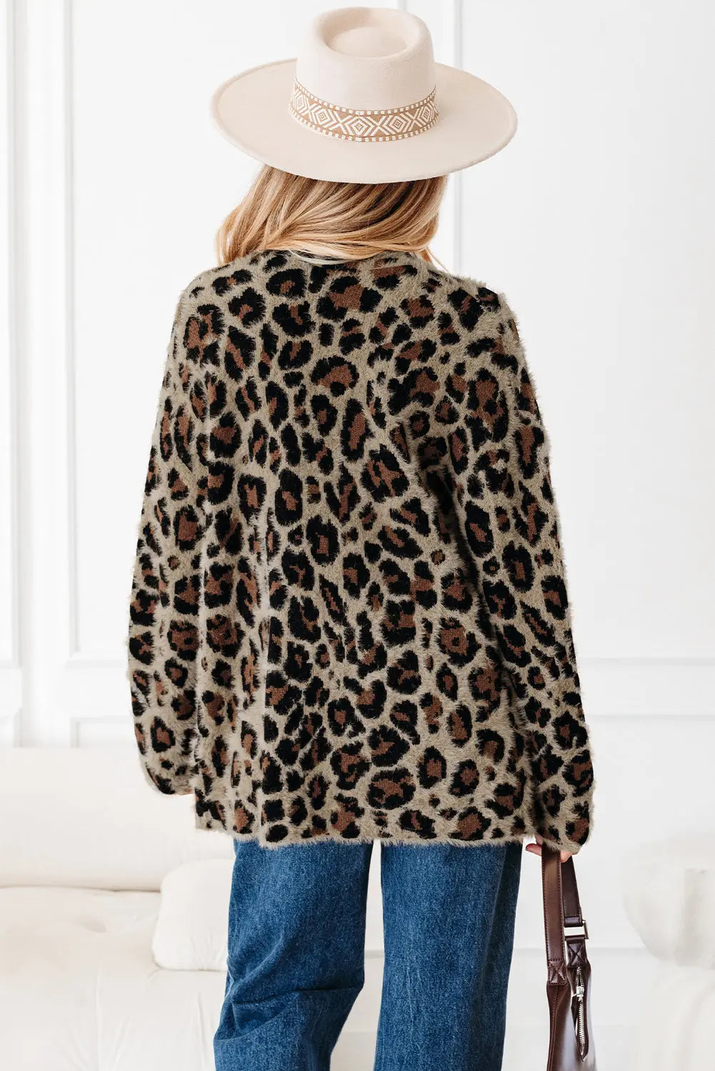 Brown Leopard Open Casual Cardigan - eAura