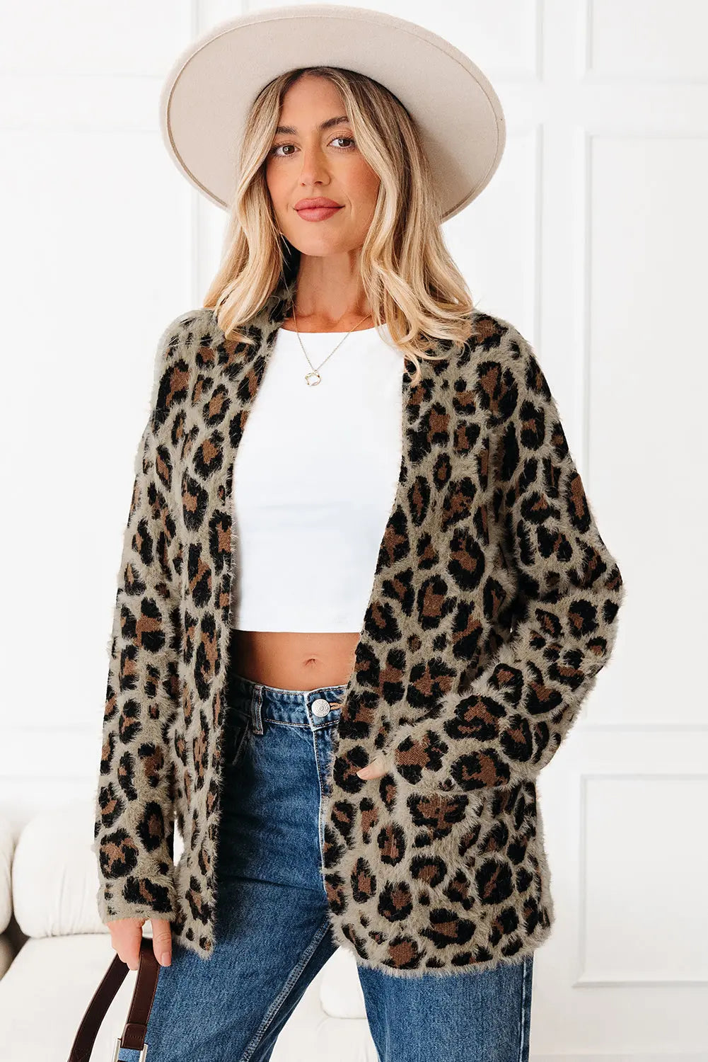 Brown Leopard Open Casual Cardigan - eAura