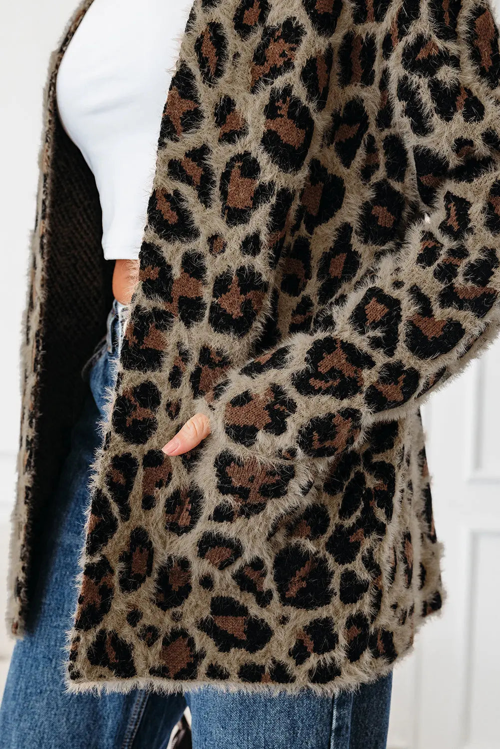 Brown Leopard Open Casual Cardigan - eAura
