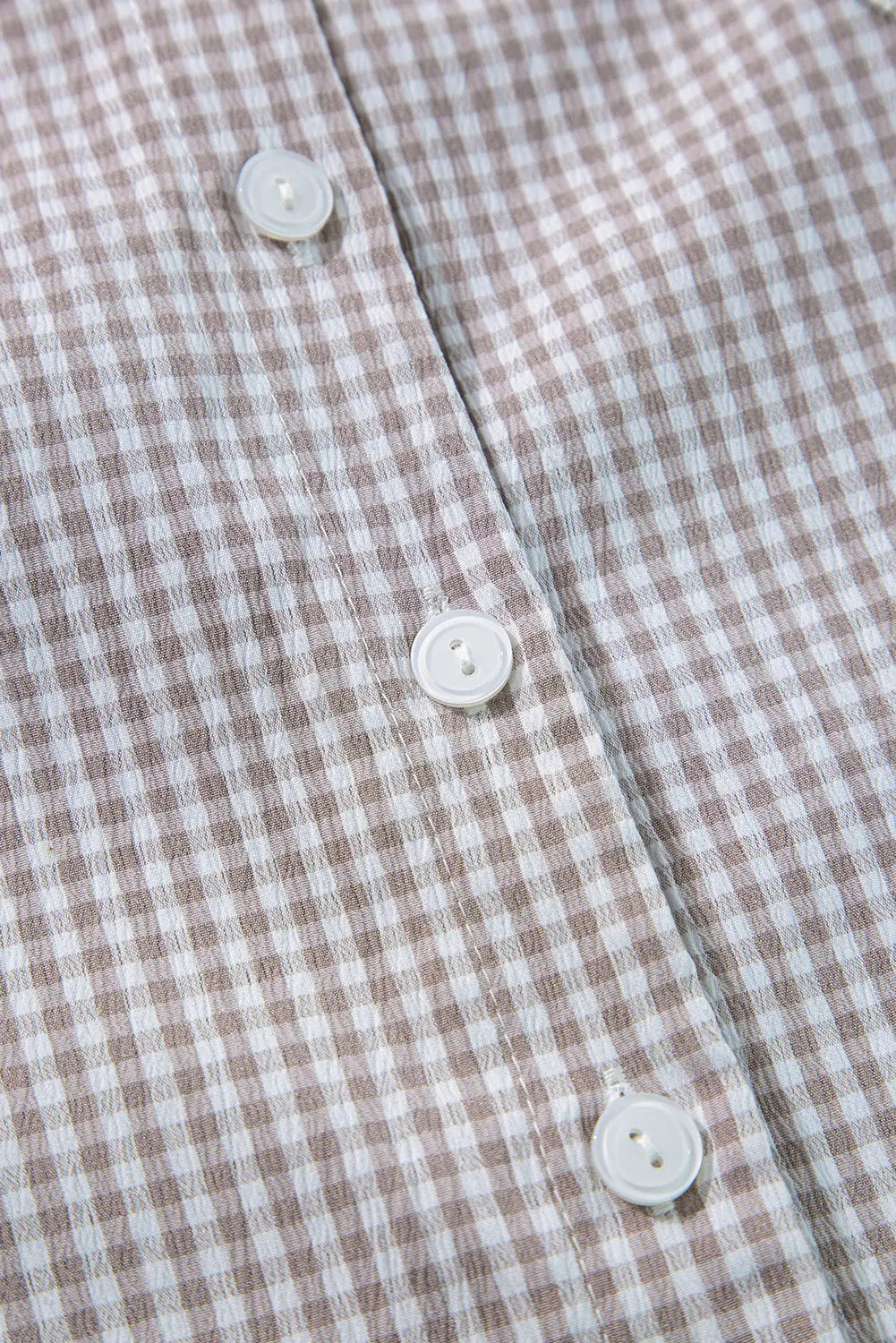 Brown Plaid Flounce Sleeve Notched Neck Ruffled Shirt Beagle Boutique Fashion Outlet