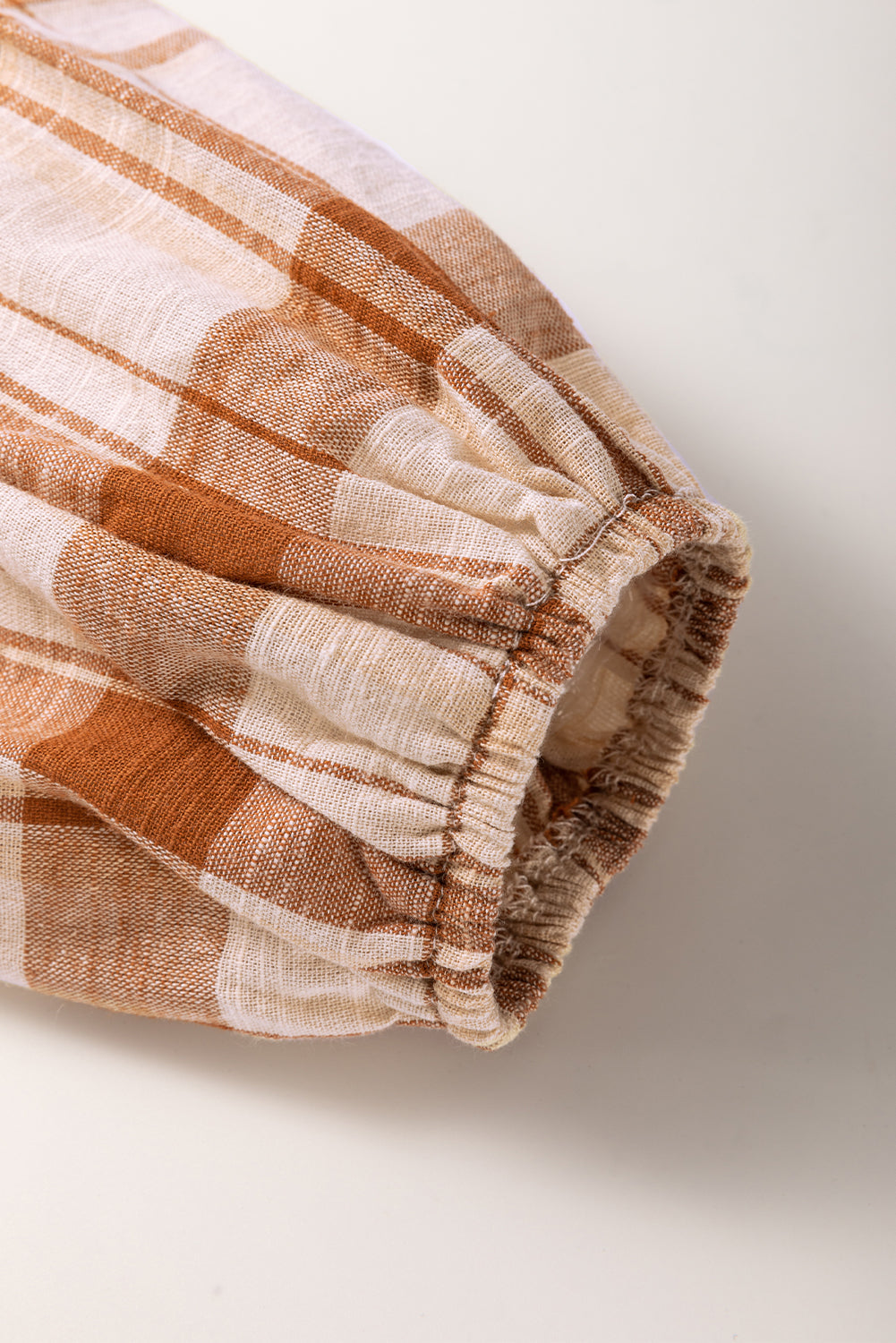 Brown Plaid Print Side Pockets Frilled Babydoll Mini Dress - eAura