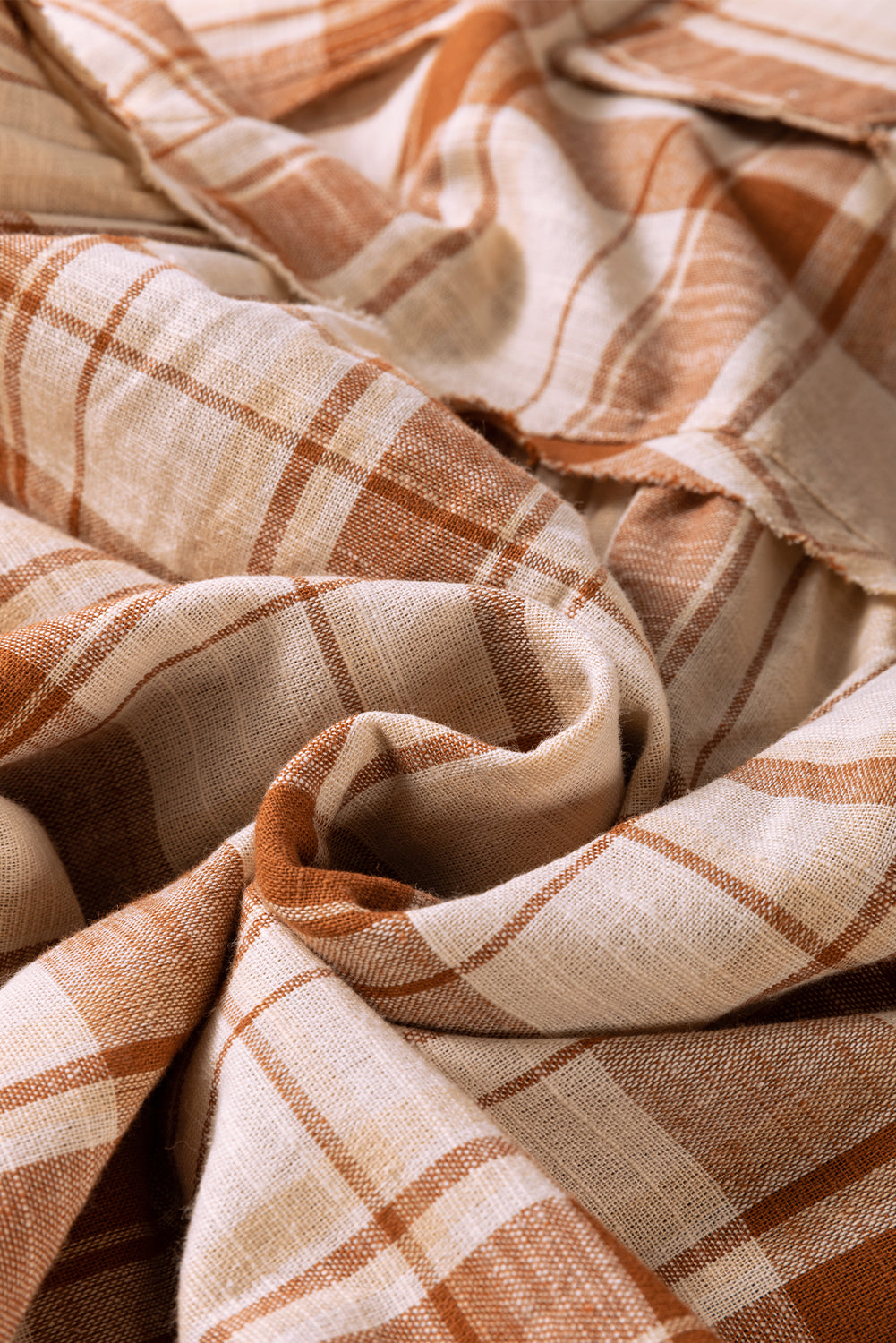 Brown Plaid Print Side Pockets Frilled Babydoll Mini Dress - eAura