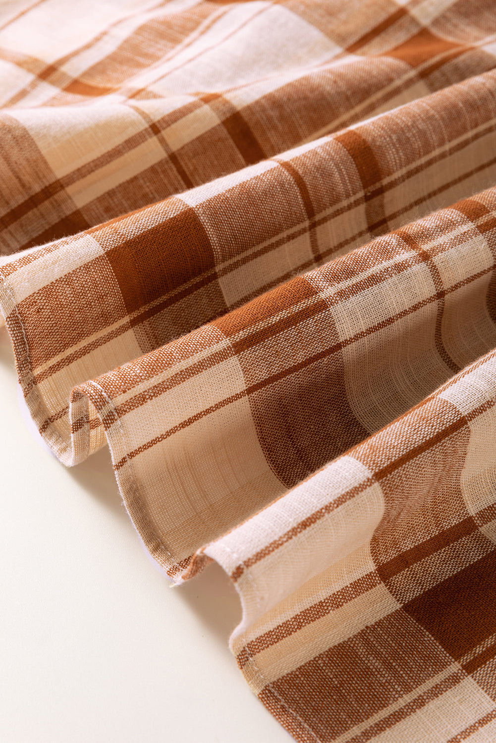 Brown Plaid Print Side Pockets Frilled Babydoll Mini Dress - eAura