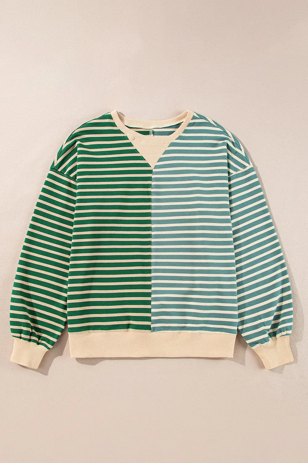Brown Stripe Casual Stripe Colourblock Drop Shoulder Oversize Sweatshirt - BB Fashion Outlet