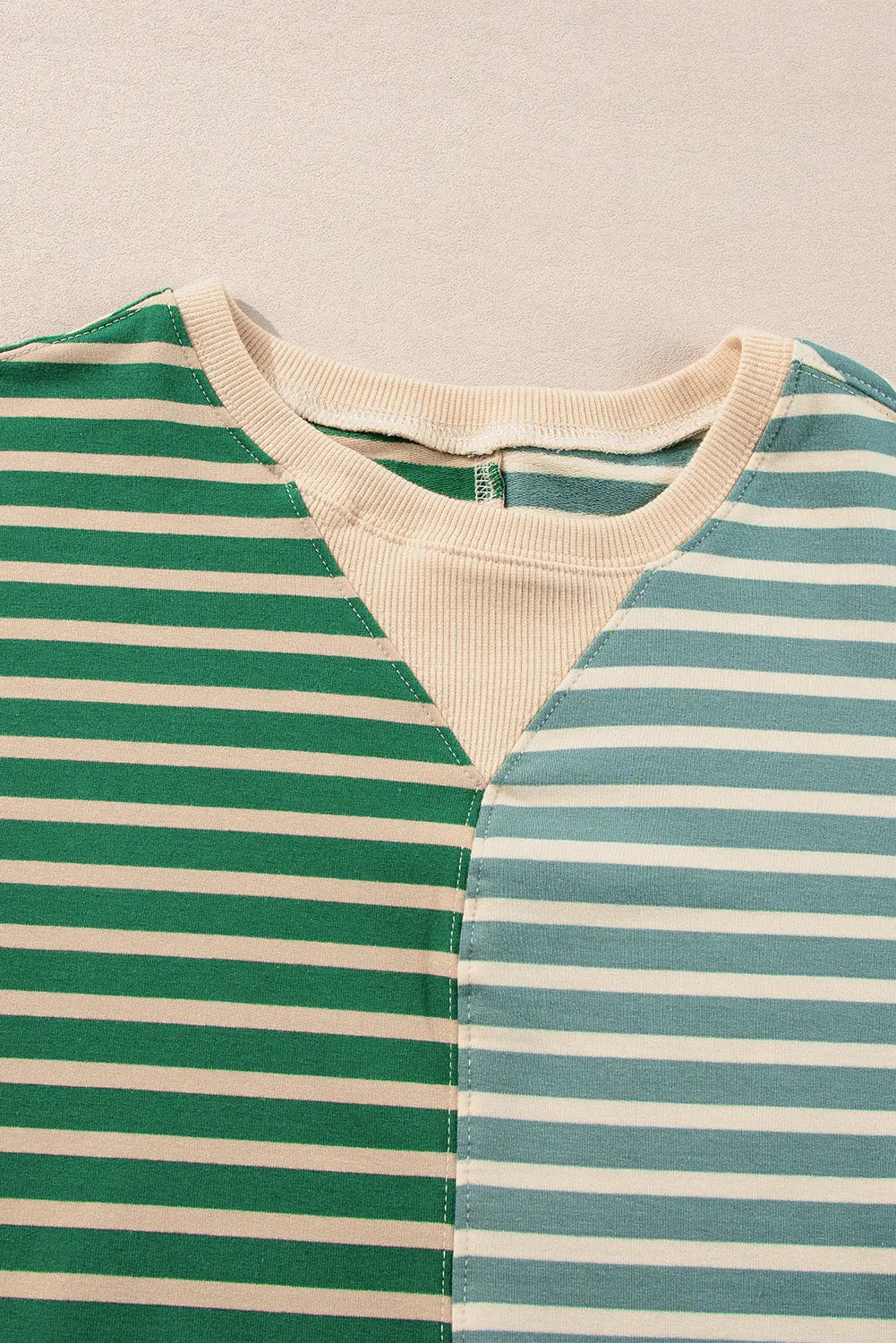 Brown Stripe Casual Stripe Colourblock Drop Shoulder Oversize Sweatshirt - BB Fashion Outlet