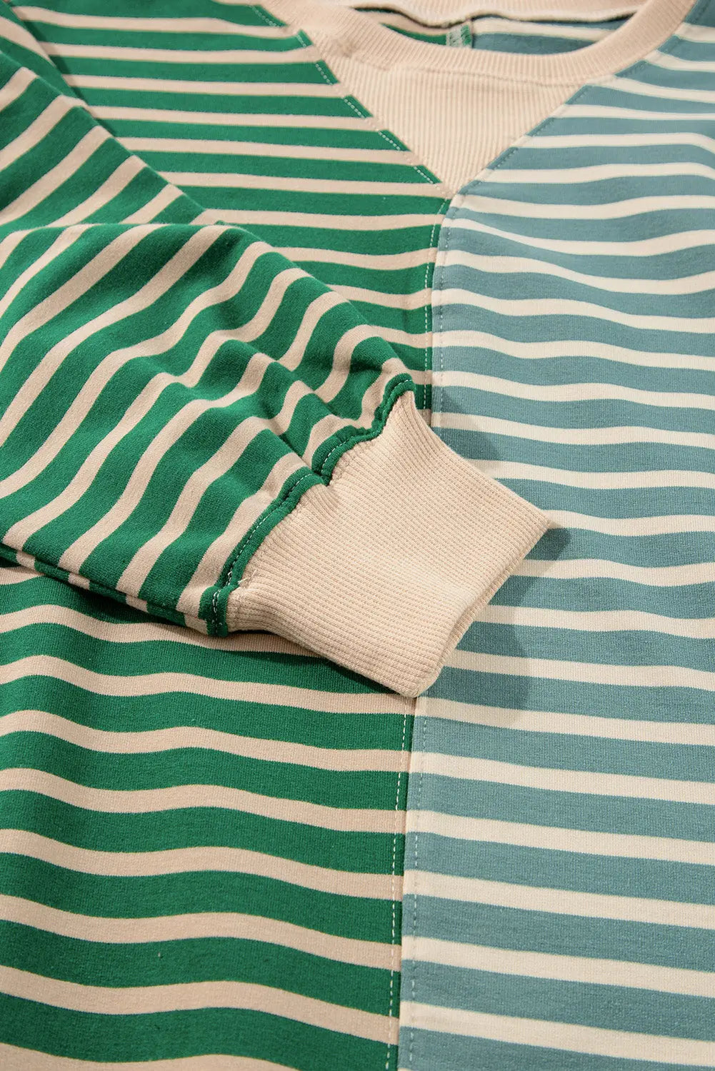 Brown Stripe Casual Stripe Colourblock Drop Shoulder Oversize Sweatshirt - BB Fashion Outlet