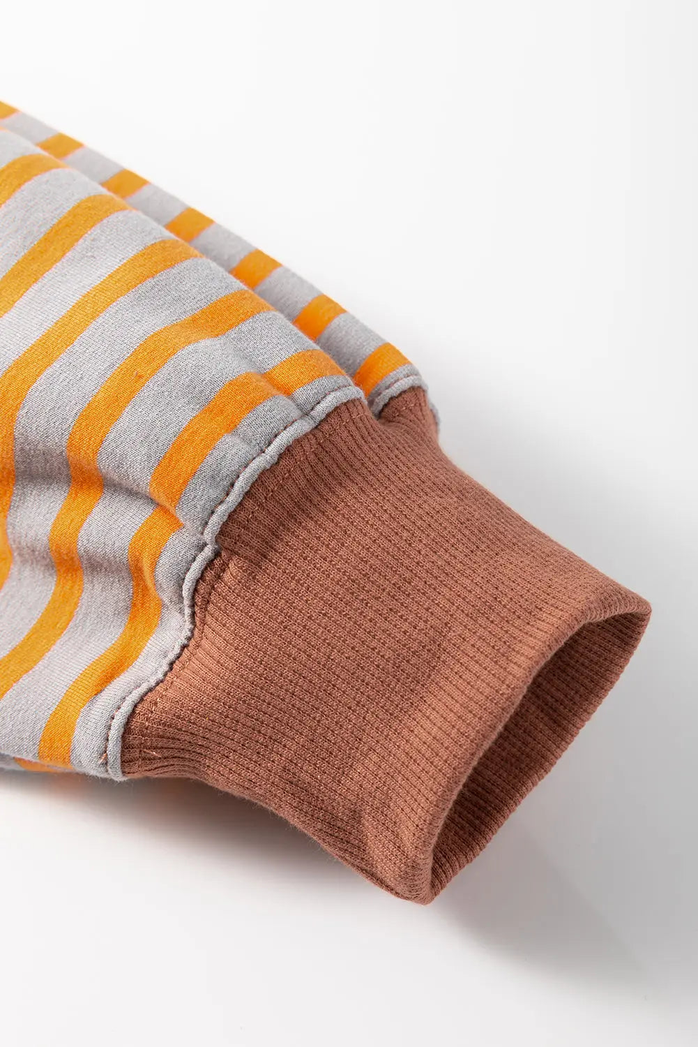 Brown Stripe Casual Stripe Colourblock Drop Shoulder Oversize Sweatshirt - BB Fashion Outlet