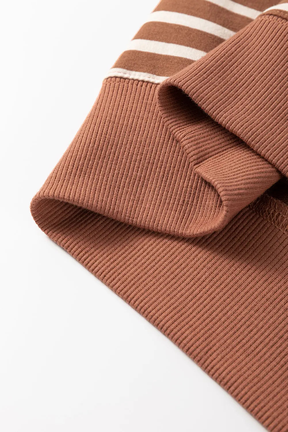 Brown Stripe Casual Stripe Colourblock Drop Shoulder Oversize Sweatshirt - BB Fashion Outlet