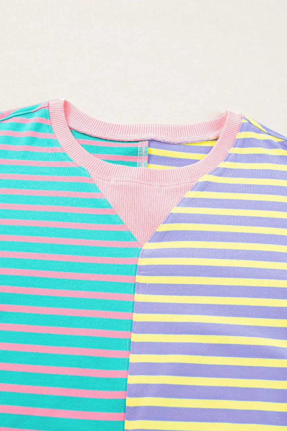 Brown Stripe Casual Stripe Colourblock Drop Shoulder Oversize Sweatshirt - BB Fashion Outlet