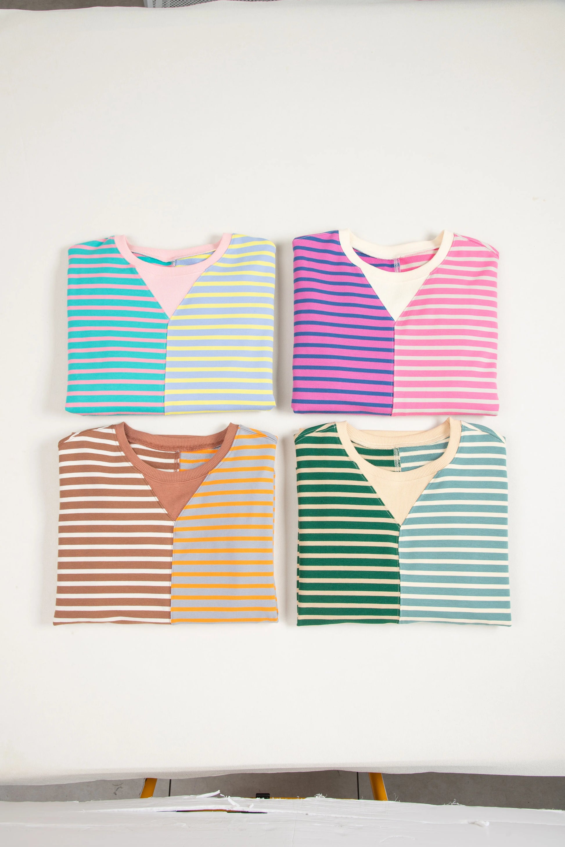 Brown Stripe Casual Stripe Colourblock Drop Shoulder Oversize Sweatshirt - BB Fashion Outlet