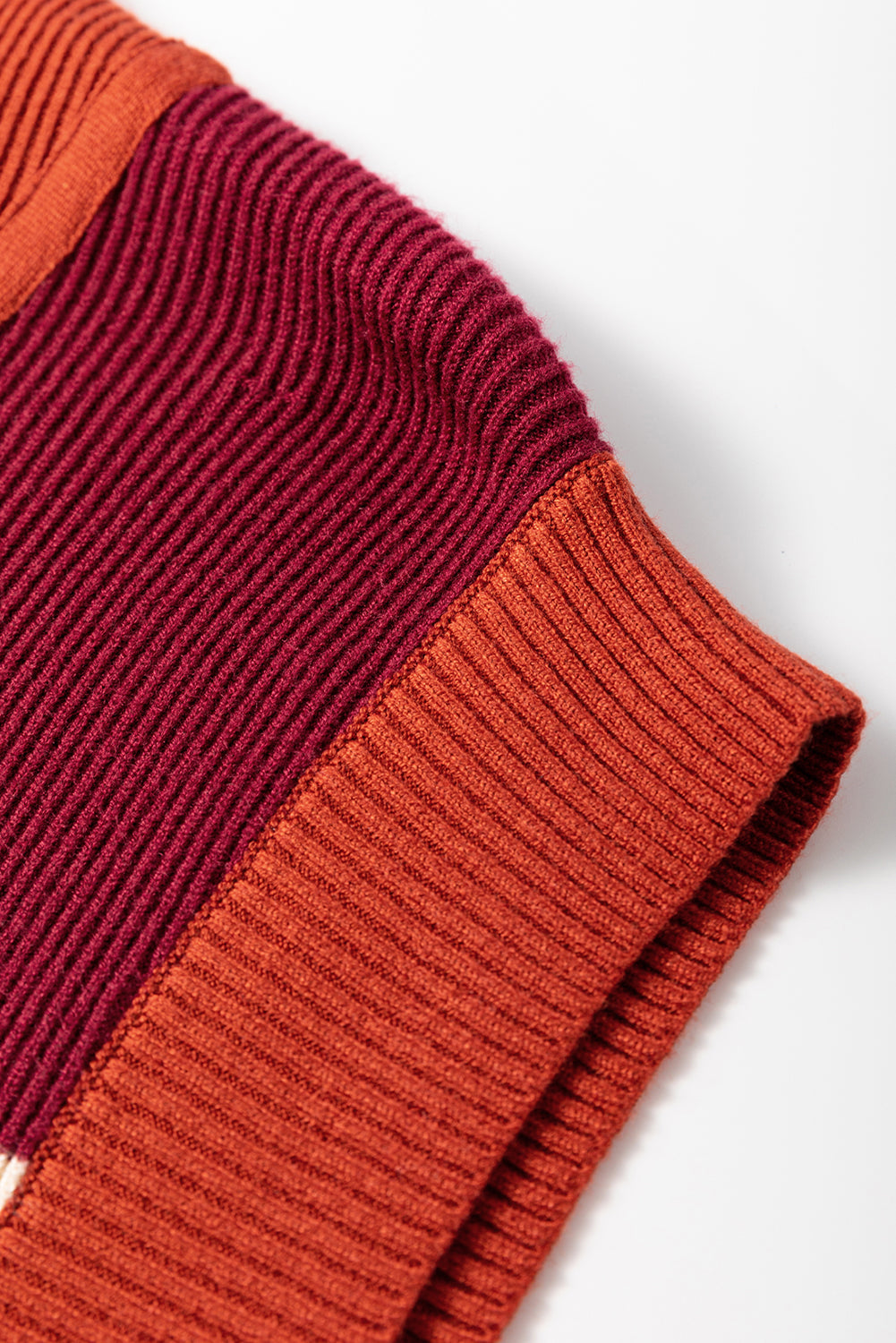 Brown Stripe Colour Block Quarter Zip Collar Short Sleeve Sweater Dress - eAura