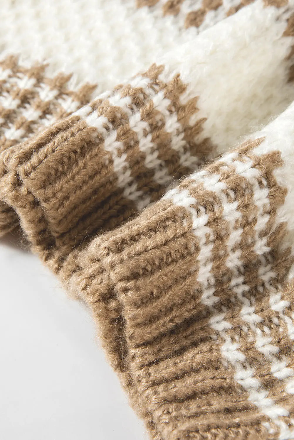 Brown Stripe Drop Shoulder Round Neck Loose Sweater Beagle Boutique Fashion Outlet