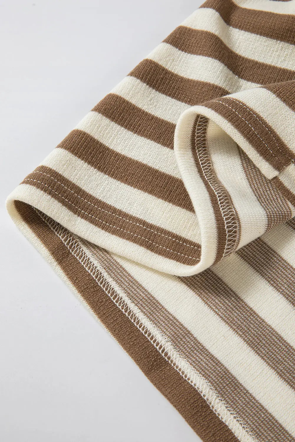 Brown Stripe Quarter Buttons Drop Sleeve Plus Size Hoodie Beagle Boutique Fashion Outlet