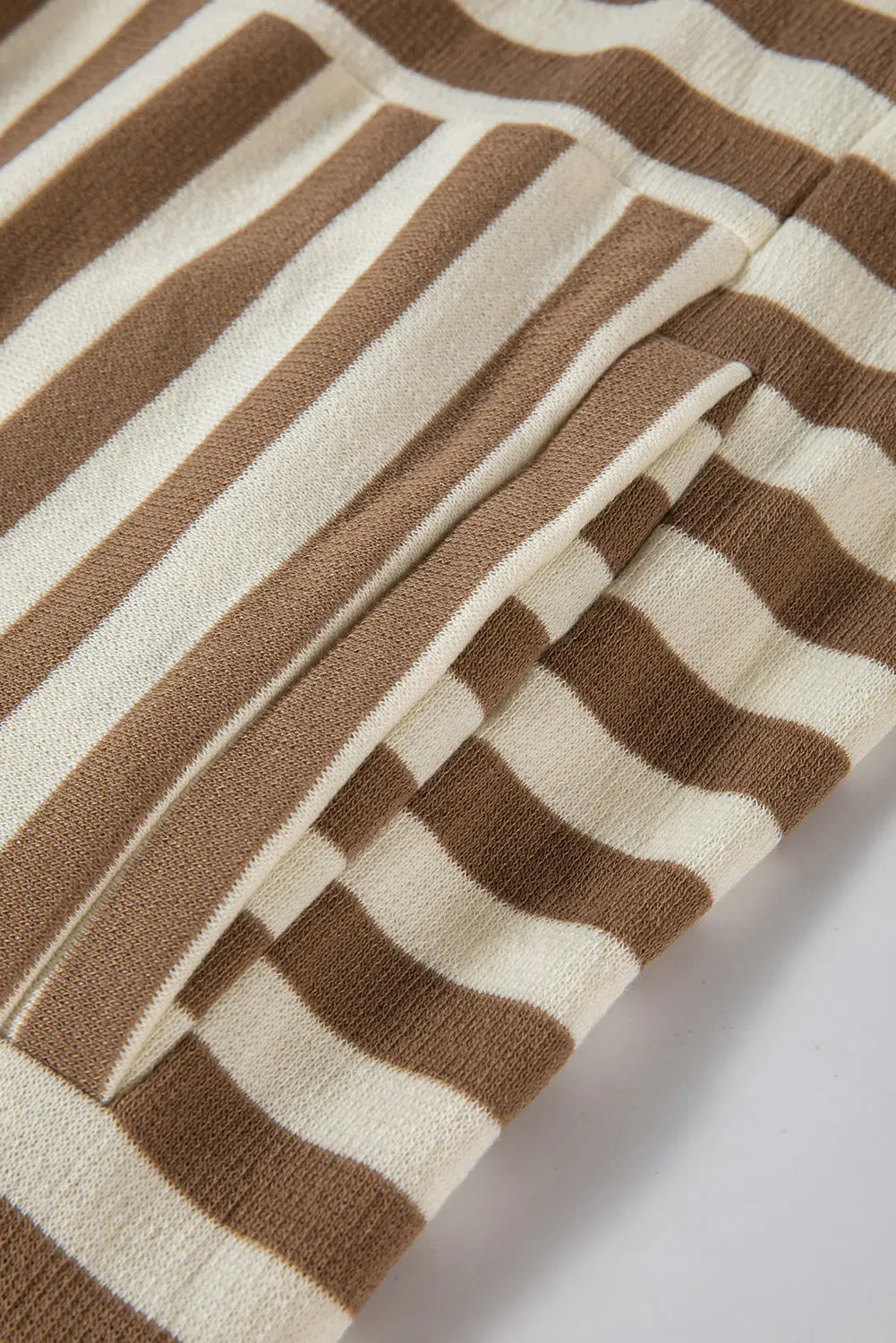 Brown Stripe Quarter Buttons Drop Sleeve Plus Size Hoodie Beagle Boutique Fashion Outlet