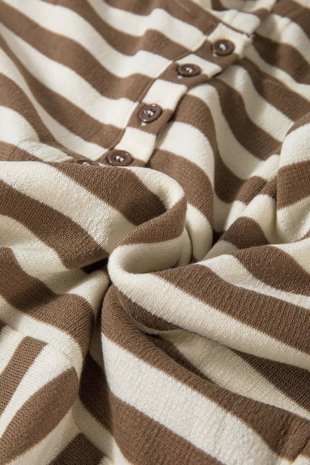 Brown Stripe Quarter Buttons Drop Sleeve Plus Size Hoodie Beagle Boutique Fashion Outlet