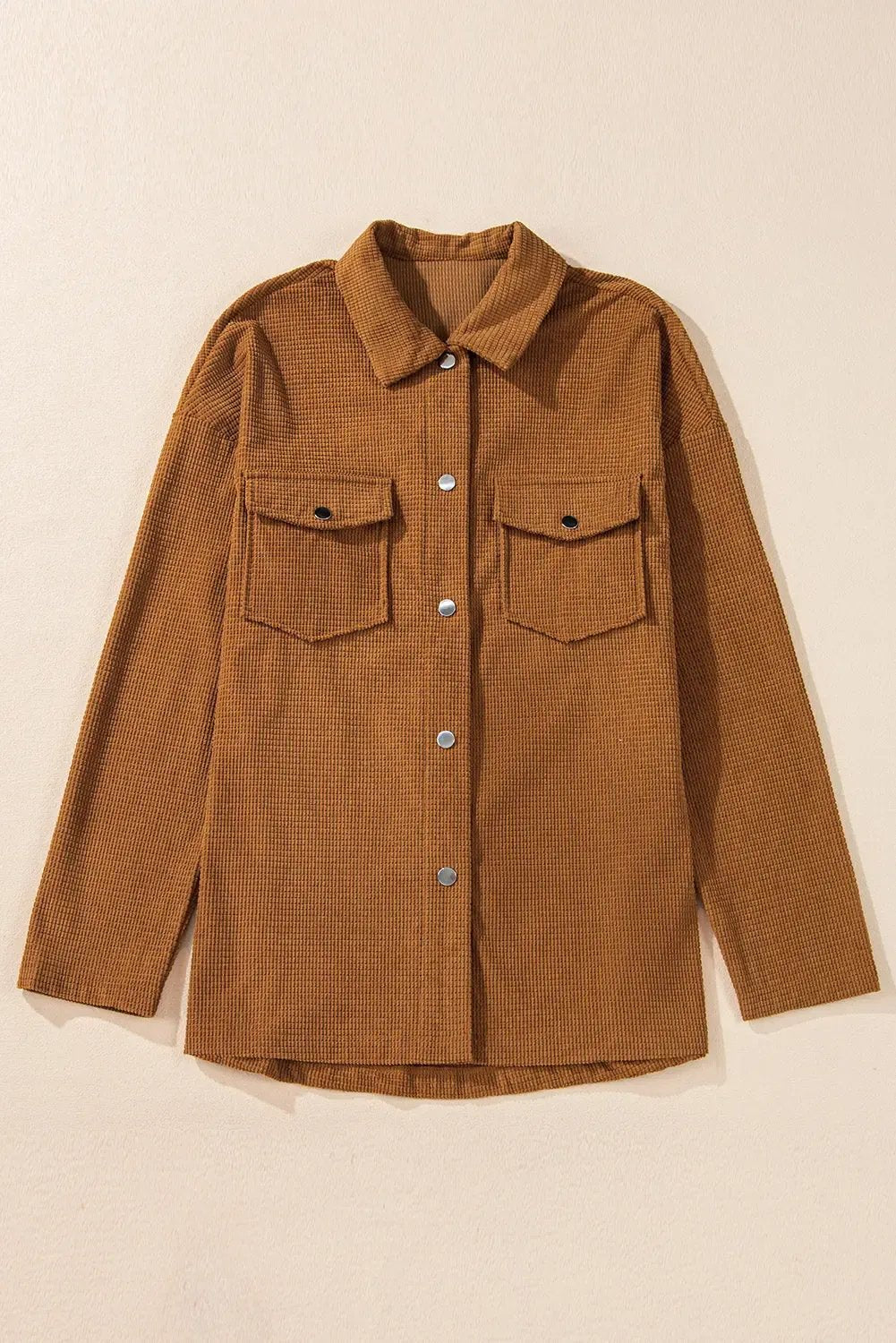 Textured Flap Pocket Drop Shoulder Shacket