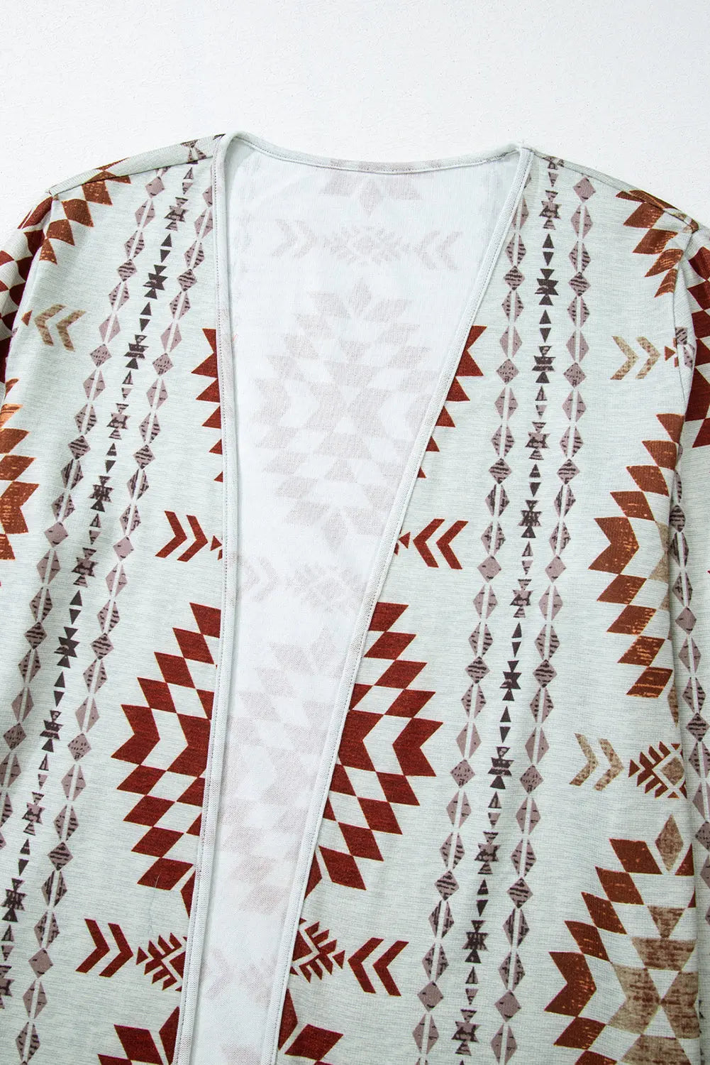 Brown Western Aztec Printed Open Front Long Cardigan Beagle Boutique Fashion Outlet