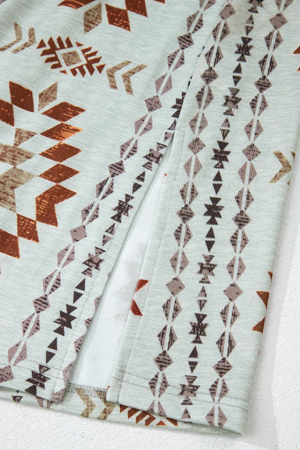 Brown Western Aztec Printed Open Front Long Cardigan Beagle Boutique Fashion Outlet