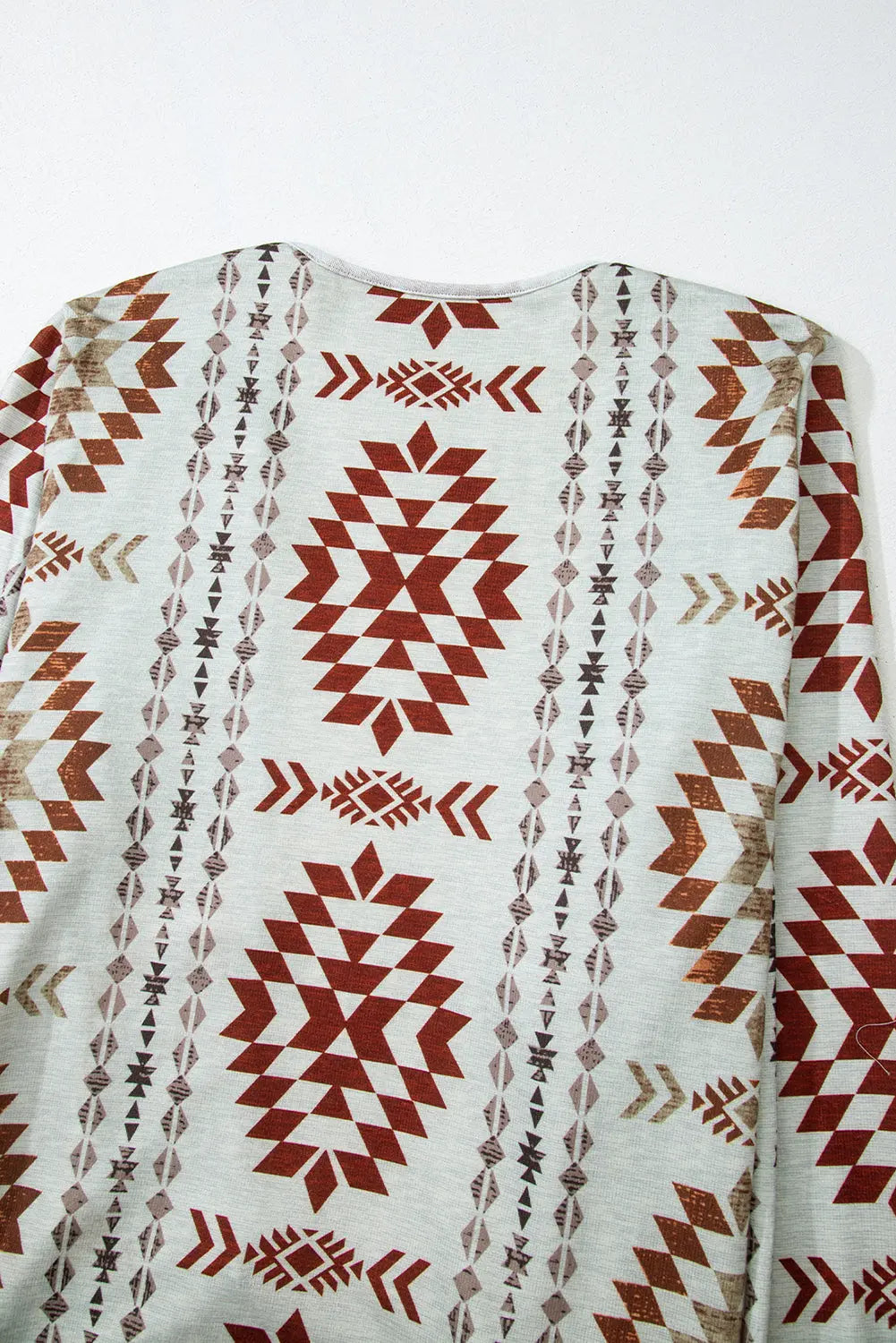 Brown Western Aztec Printed Open Front Long Cardigan Beagle Boutique Fashion Outlet