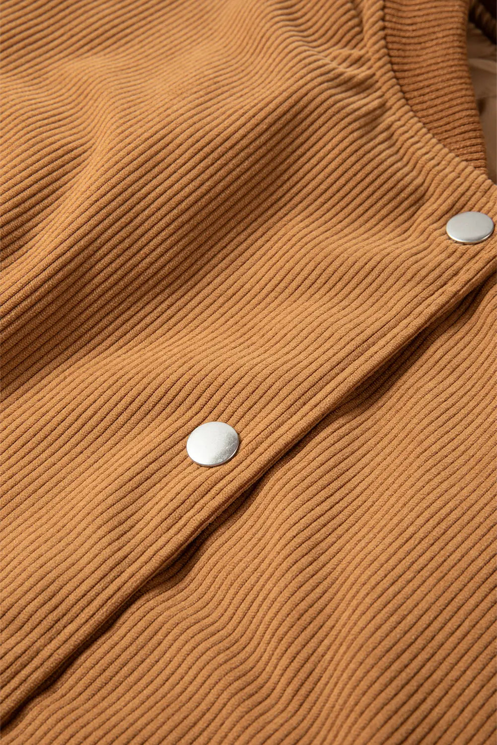 Buckskin Corduroy Fleece Patchwork Buttoned Bomber Jacket - eAura